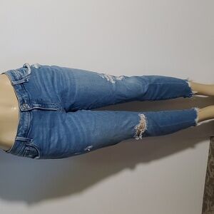 Abercrombie & Fitch Distressed Super Skinny Ankle Mid Rise Jeans Size 16/33